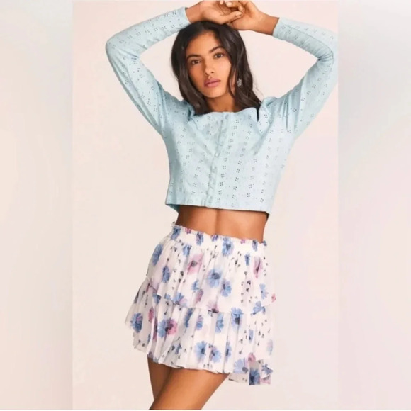 LoveShackFancy | Ruffle Mini Skirt | Deep Cotton Candy | NEW | S - Picture 2 of 11